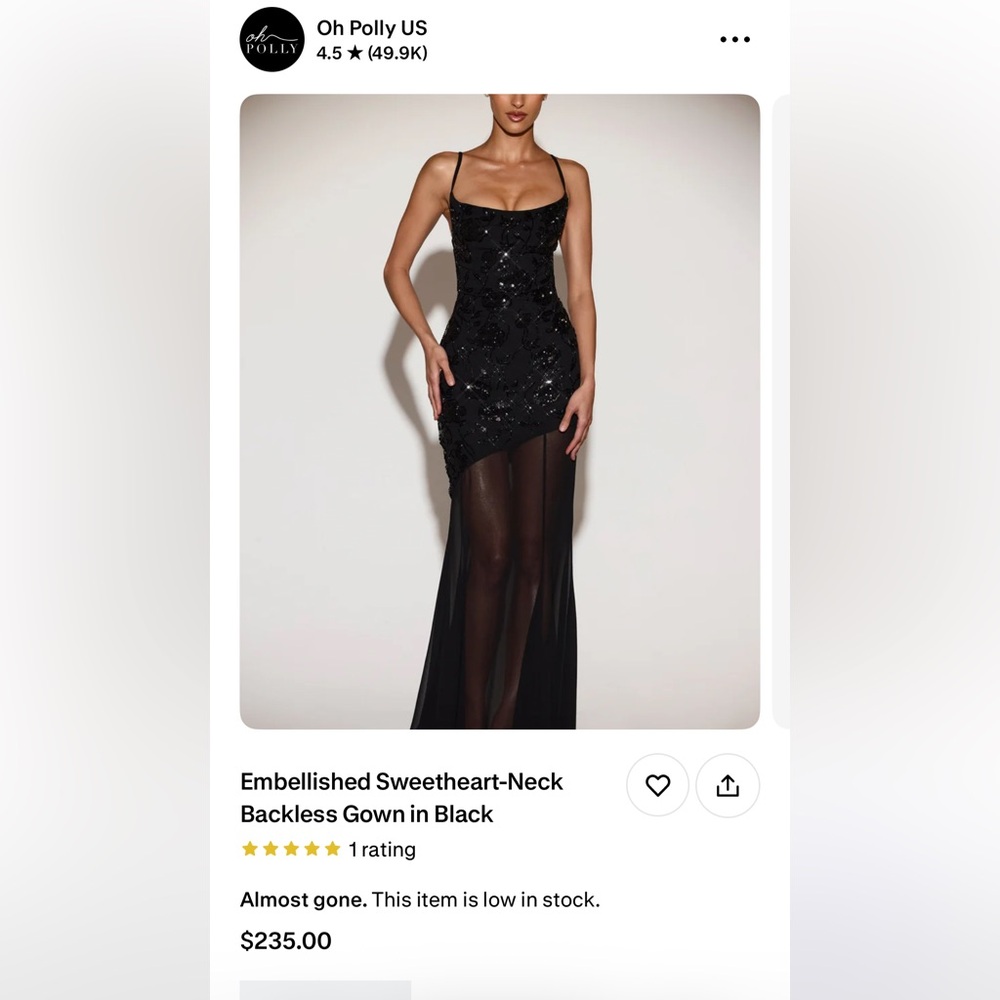 Oh Polly Black Sequin Backless Dress